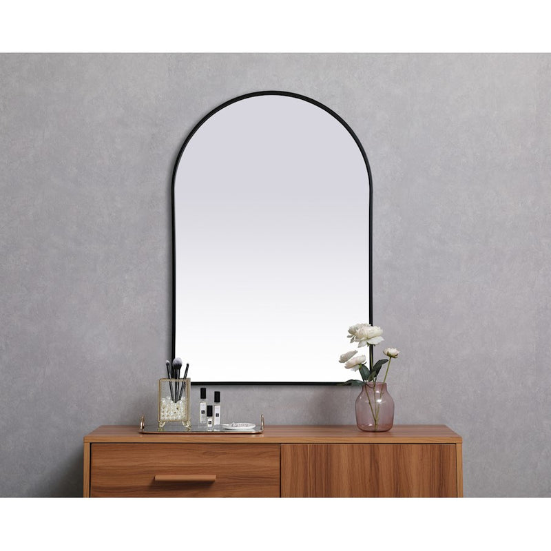 Elegant Decor Ayra Metal Frame Arch Mirror 27X40", Black