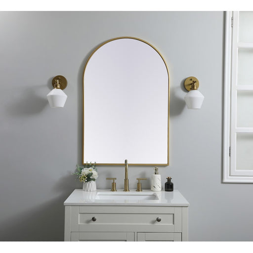 Elegant Decor Ayra Metal Frame Arch Mirror 27X40", Brass