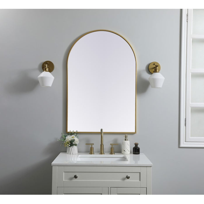 Elegant Decor Ayra Metal Frame Arch Mirror 27X40", Brass
