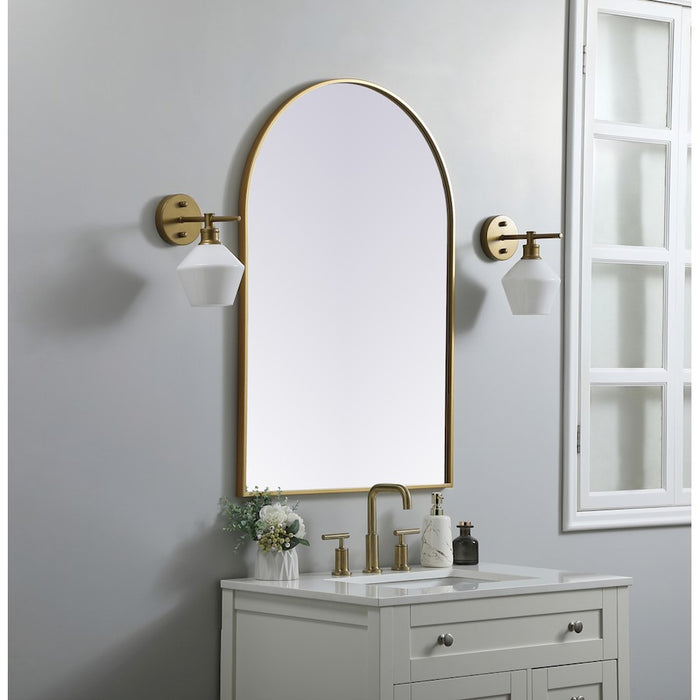 Elegant Decor Ayra Metal Frame Arch Mirror 27X40", Brass