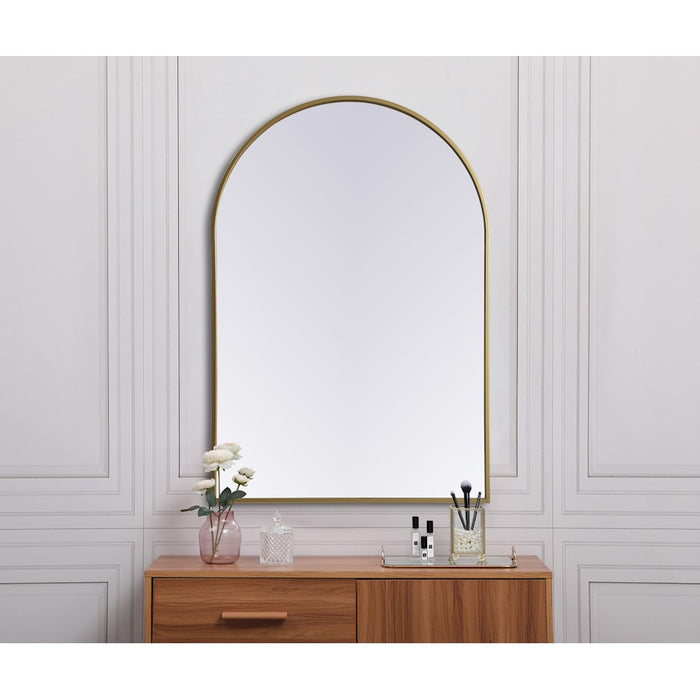 Elegant Decor Ayra Metal Frame Arch Mirror 27X40", Brass