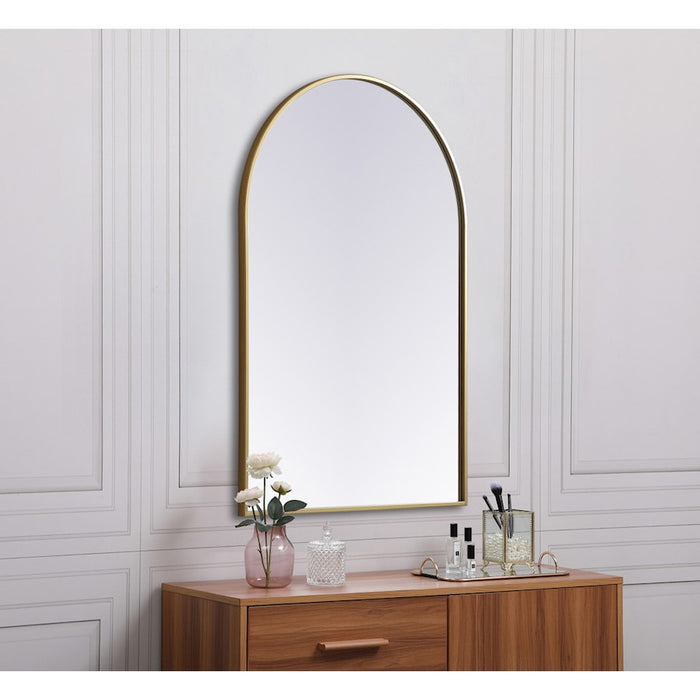 Elegant Decor Ayra Metal Frame Arch Mirror 27X40", Brass