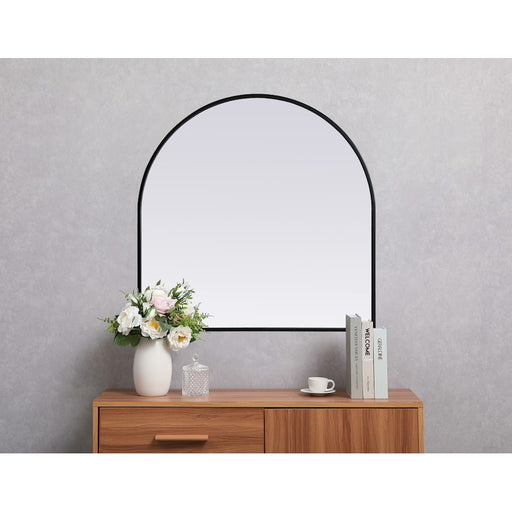 Elegant Decor Ayra Metal Frame Arch Mirror 30X30", Black