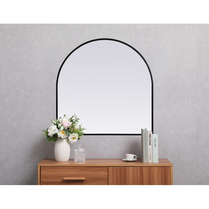 Elegant Decor Ayra Metal Frame Arch Mirror 30X30", Black