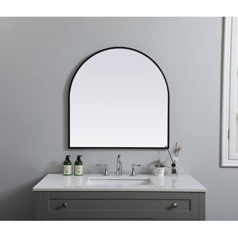 Elegant Decor Ayra Metal Frame Arch Mirror 30X30", Black