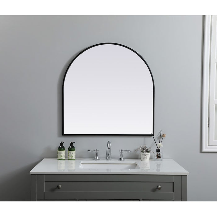 Elegant Decor Ayra Metal Frame Arch Mirror 30X30", Black