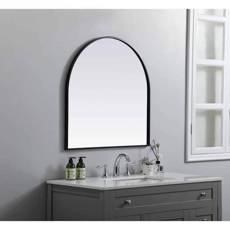 Elegant Decor Ayra Metal Frame Arch Mirror 30X30", Black
