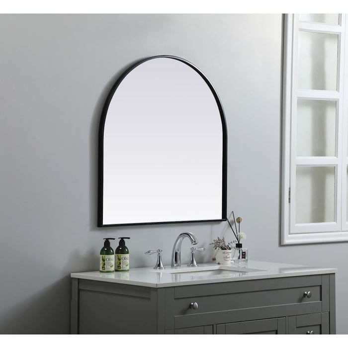 Elegant Decor Ayra Metal Frame Arch Mirror 30X30", Black