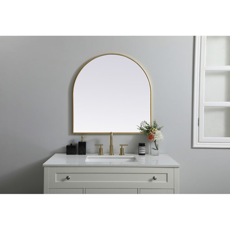 Elegant Decor Ayra Metal Frame Arch Mirror 30X30", Brass