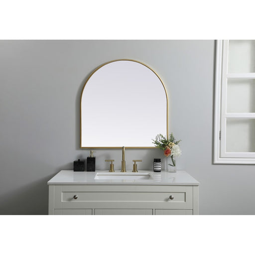 Elegant Decor Ayra Metal Frame Arch Mirror 30X30", Brass