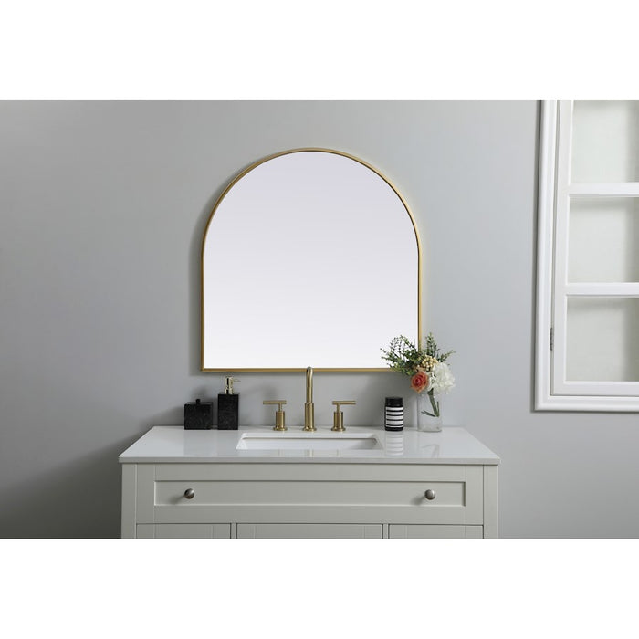 Elegant Decor Ayra Metal Frame Arch Mirror 30X30", Brass