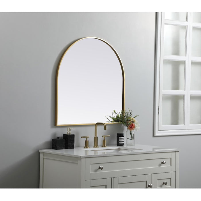 Elegant Decor Ayra Metal Frame Arch Mirror 30X30", Brass