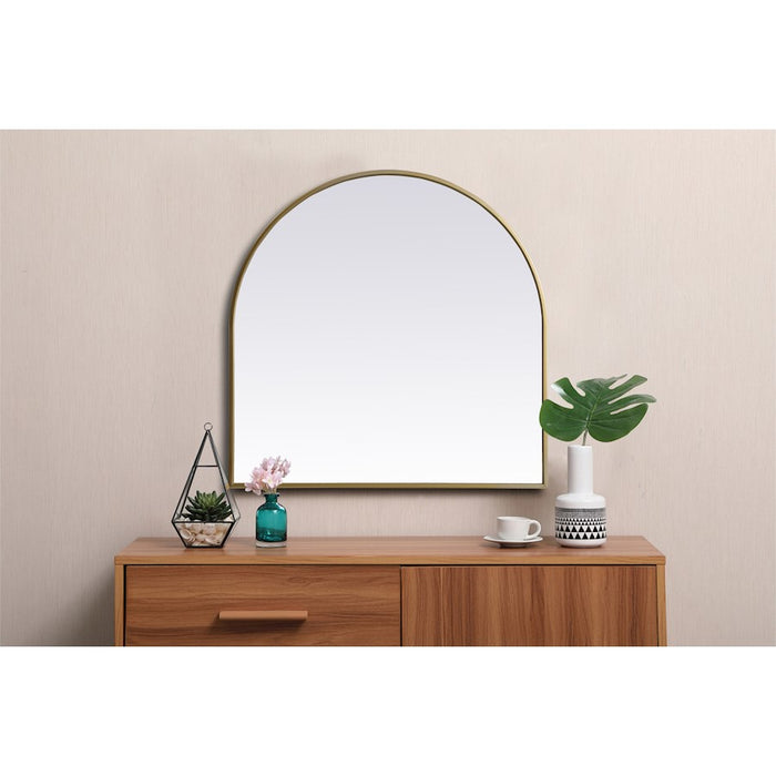 Elegant Decor Ayra Metal Frame Arch Mirror 30X30", Brass