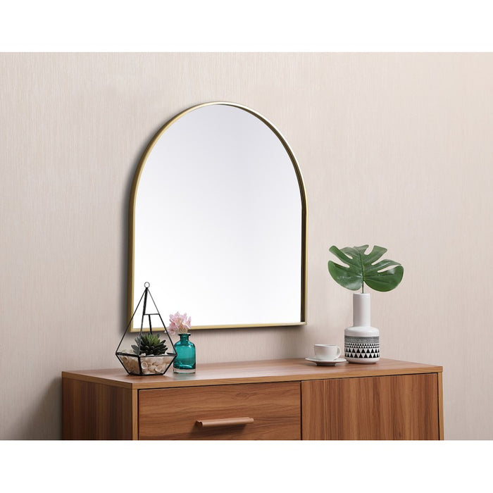 Elegant Decor Ayra Metal Frame Arch Mirror 30X30", Brass