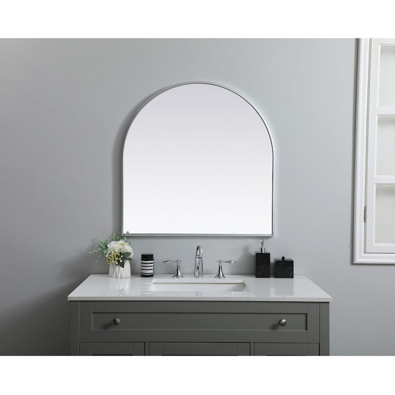 Elegant Decor Ayra Metal Frame Arch Mirror 30X30", Silver