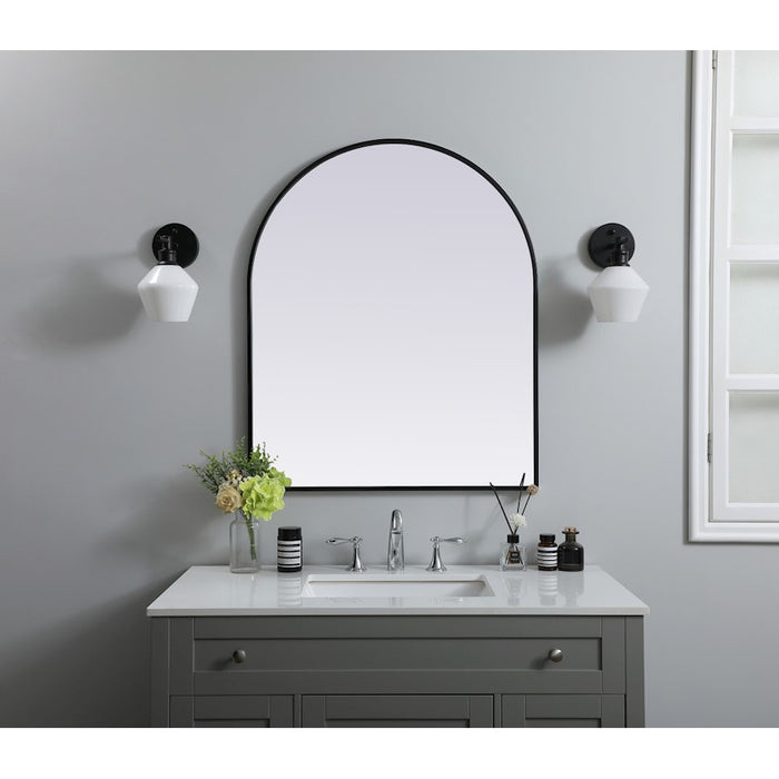 Elegant Decor Ayra Metal Frame Arch Mirror 30X36", Black