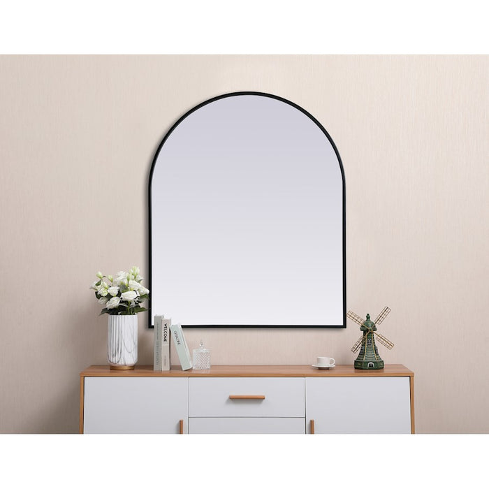 Elegant Decor Ayra Metal Frame Arch Mirror 30X36", Black