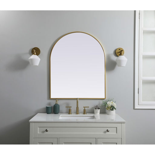 Elegant Decor Ayra Metal Frame Arch Mirror 30X36", Brass