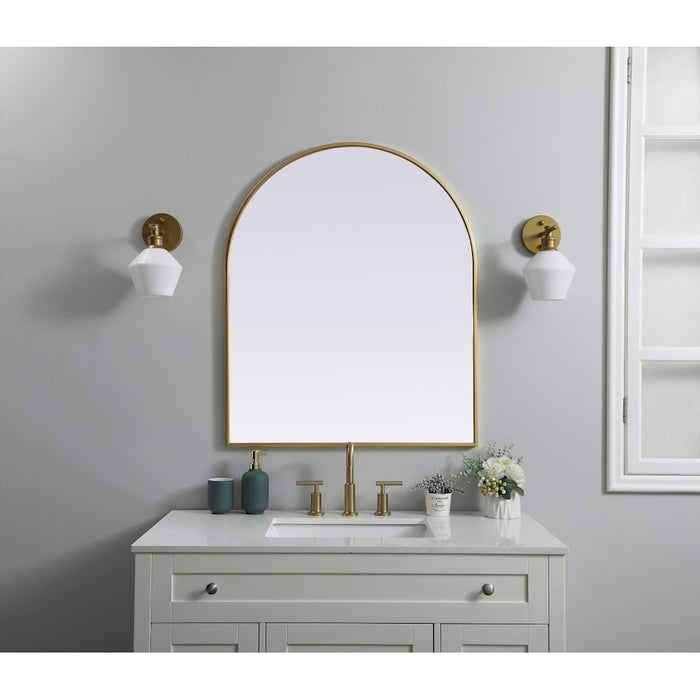 Elegant Decor Ayra Metal Frame Arch Mirror 30X36", Brass