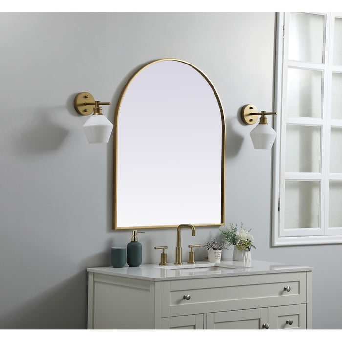 Elegant Decor Ayra Metal Frame Arch Mirror 30X36", Brass
