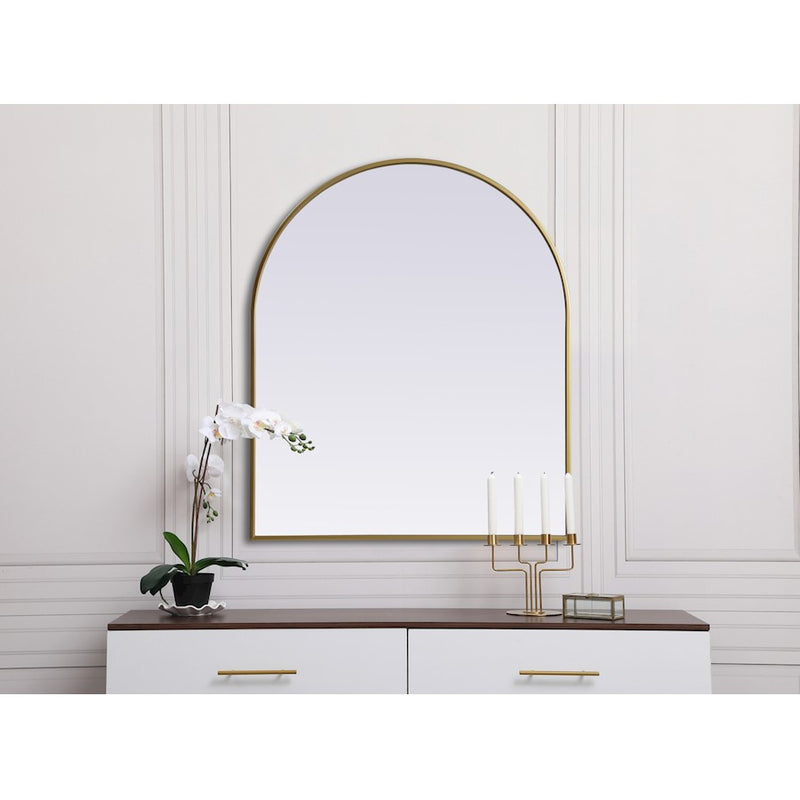 Elegant Decor Ayra Metal Frame Arch Mirror 30X36", Brass