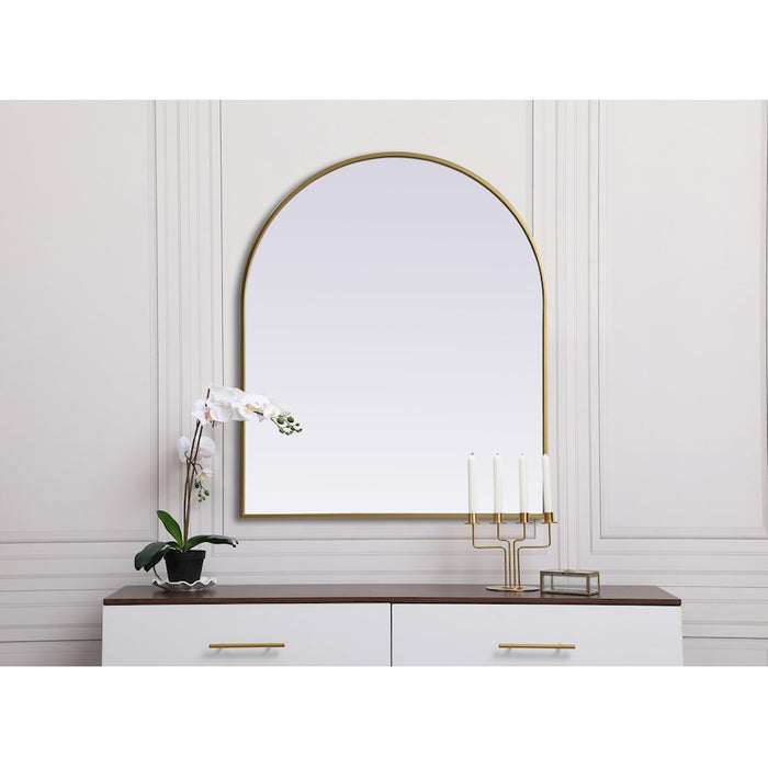 Elegant Decor Ayra Metal Frame Arch Mirror 30X36", Brass