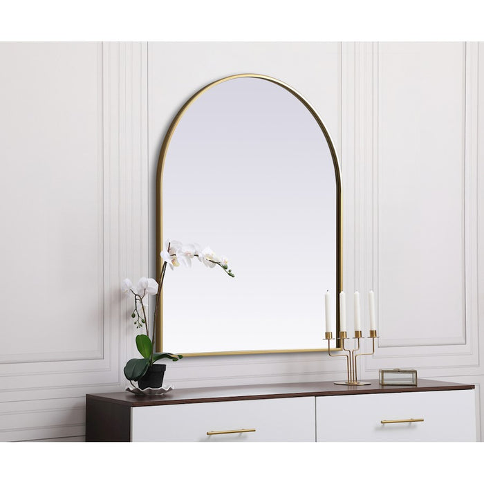 Elegant Decor Ayra Metal Frame Arch Mirror 30X36", Brass