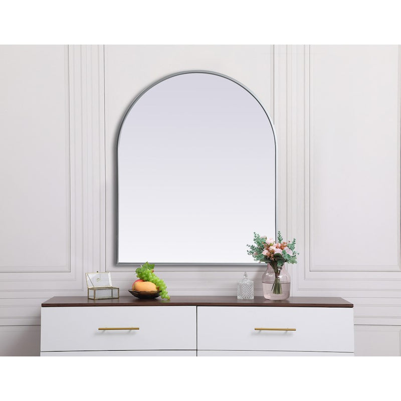Elegant Decor Ayra Metal Frame Arch Mirror 30X36", Silver