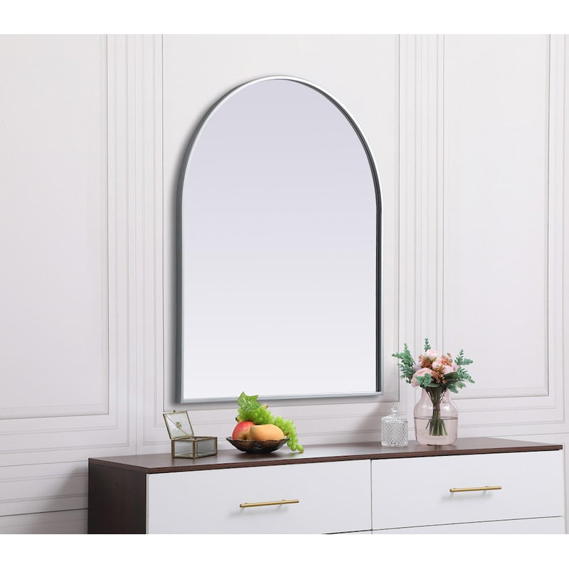 Elegant Decor Ayra Metal Frame Arch Mirror 30X36", Silver