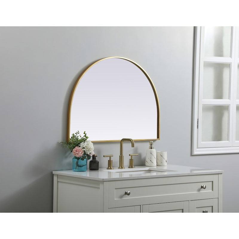 Elegant Decor Ayra Metal Frame Arch Mirror 33X24", Brass
