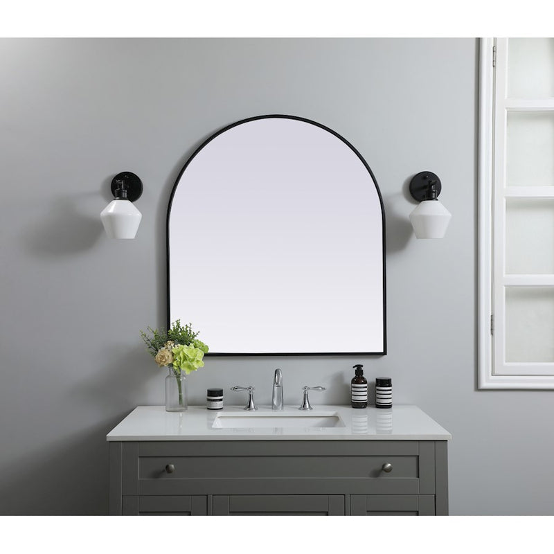 Elegant Decor Ayra Metal Frame Arch Mirror 33X36", Black