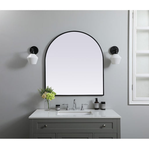 Elegant Decor Ayra Metal Frame Arch Mirror 33X36", Black