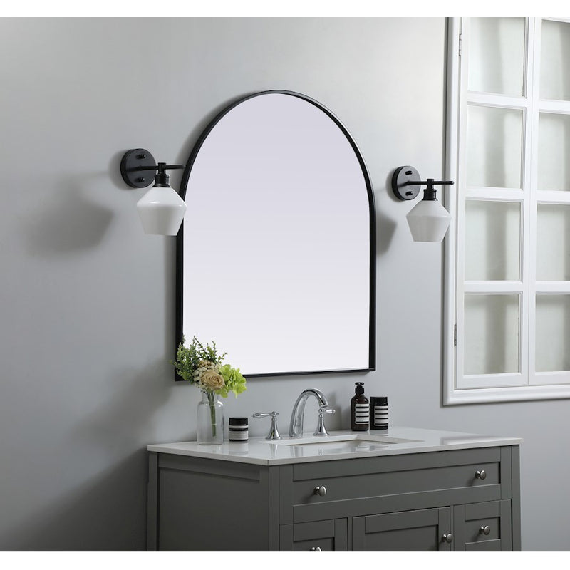 Elegant Decor Ayra Metal Frame Arch Mirror 33X36", Black