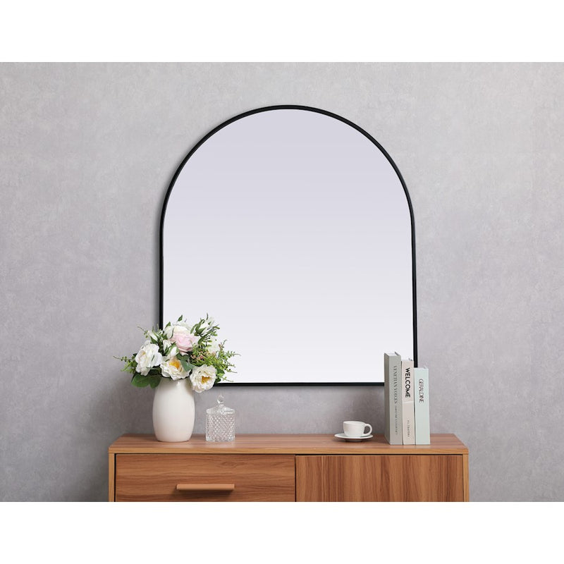Elegant Decor Ayra Metal Frame Arch Mirror 33X36", Black