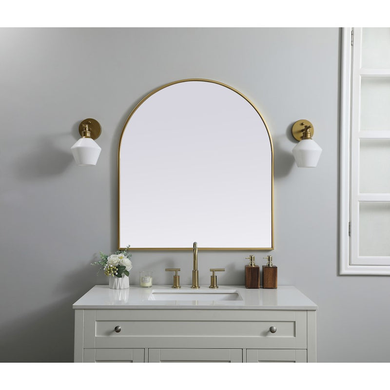 Elegant Decor Ayra Metal Frame Arch Mirror 33X36", Brass