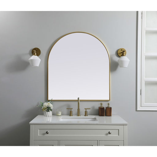 Elegant Decor Ayra Metal Frame Arch Mirror 33X36", Brass