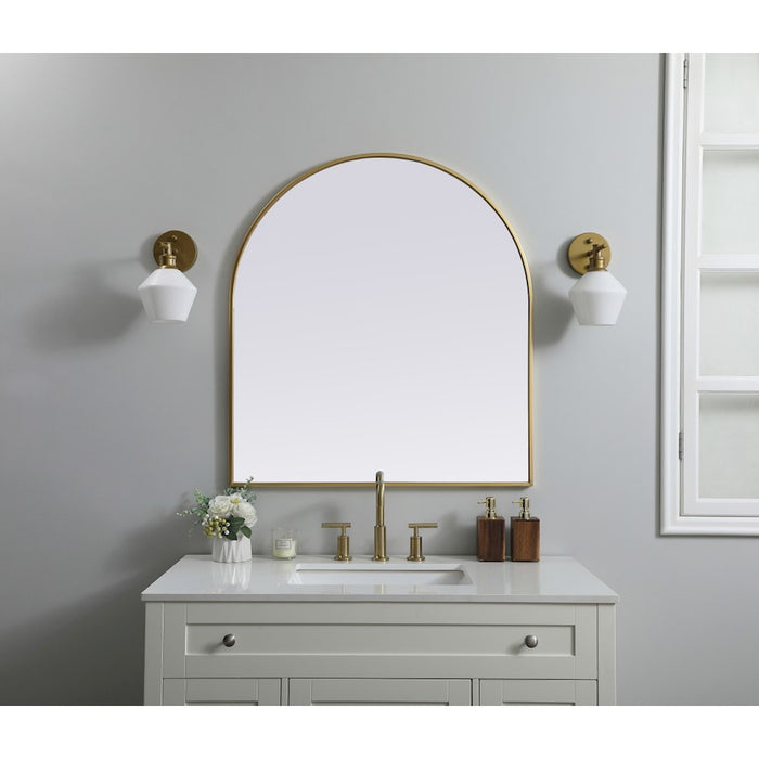 Elegant Decor Ayra Metal Frame Arch Mirror 33X36", Brass