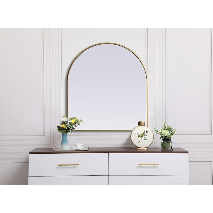 Elegant Decor Ayra Metal Frame Arch Mirror 33X36", Brass