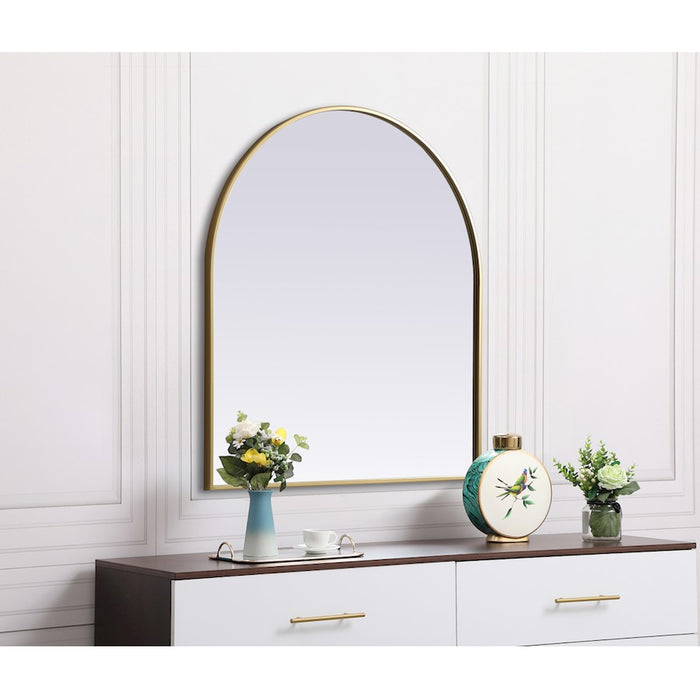 Elegant Decor Ayra Metal Frame Arch Mirror 33X36", Brass