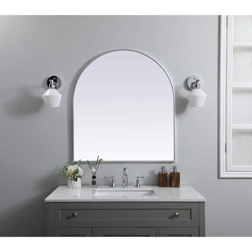 Elegant Decor Ayra Metal Frame Arch Mirror 33X36", Silver