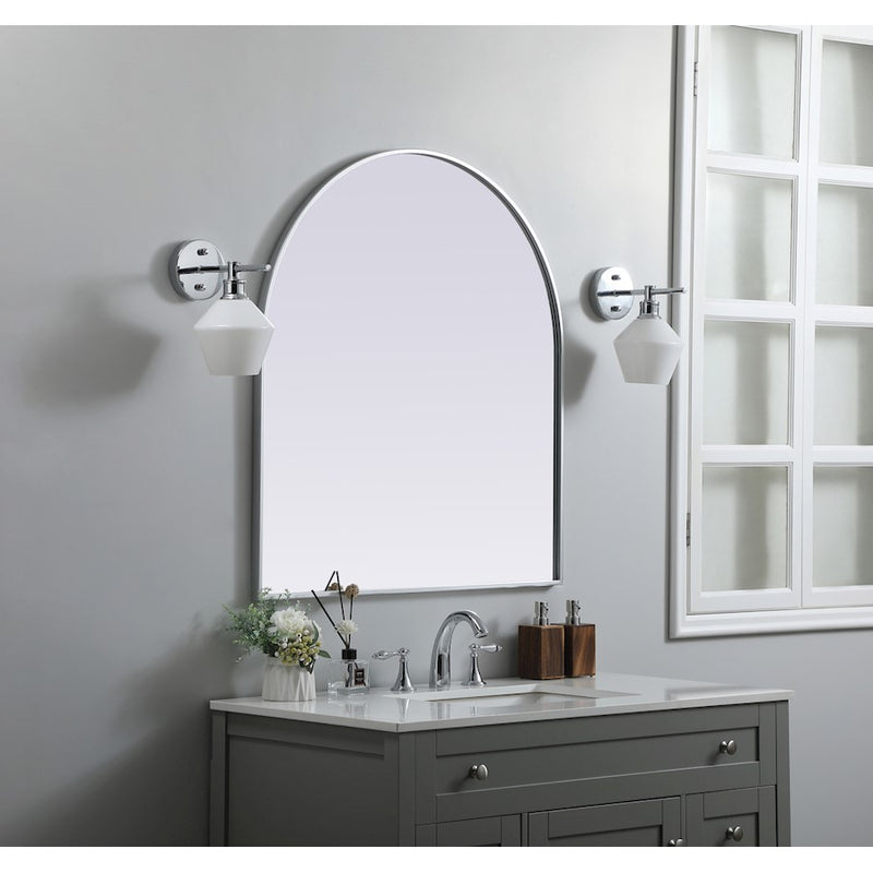 Elegant Decor Ayra Metal Frame Arch Mirror 33X36", Silver