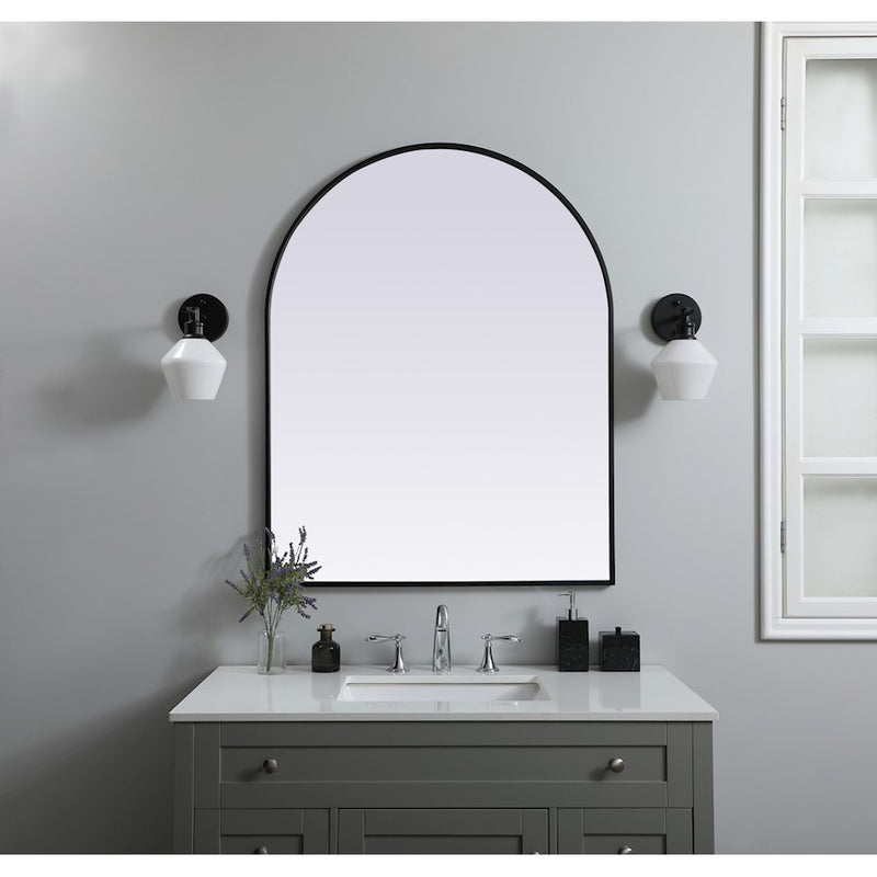 Elegant Decor Ayra Metal Frame Arch Mirror 33X42", Black