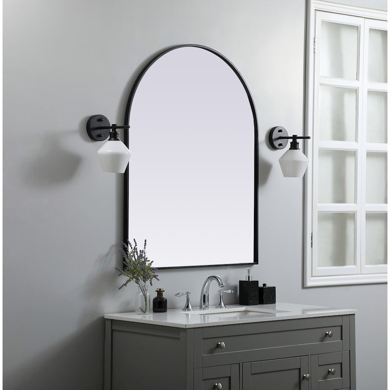 Elegant Decor Ayra Metal Frame Arch Mirror 33X42", Black