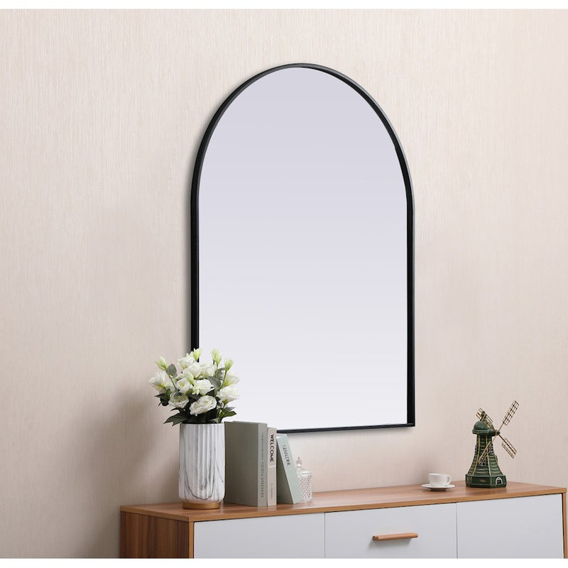 Elegant Decor Ayra Metal Frame Arch Mirror 33X42", Black