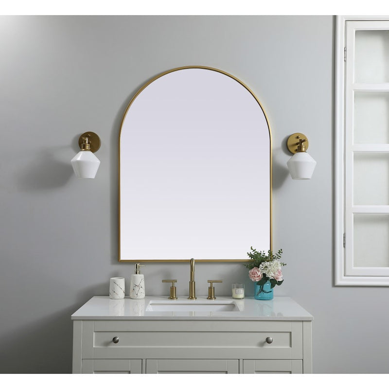 Elegant Decor Ayra Metal Frame Arch Mirror 33X42", Brass