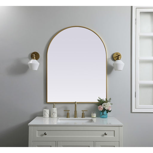 Elegant Decor Ayra Metal Frame Arch Mirror 33X42", Brass