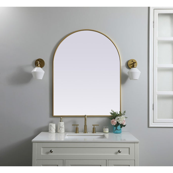 Elegant Decor Ayra Metal Frame Arch Mirror 33X42", Brass