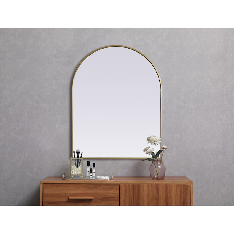 Elegant Decor Ayra Metal Frame Arch Mirror 33X42", Brass