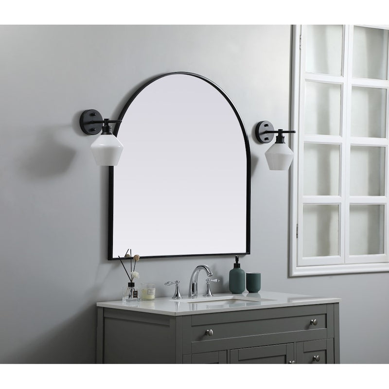 Elegant Decor Ayra Metal Frame Arch Mirror 36X36", Black