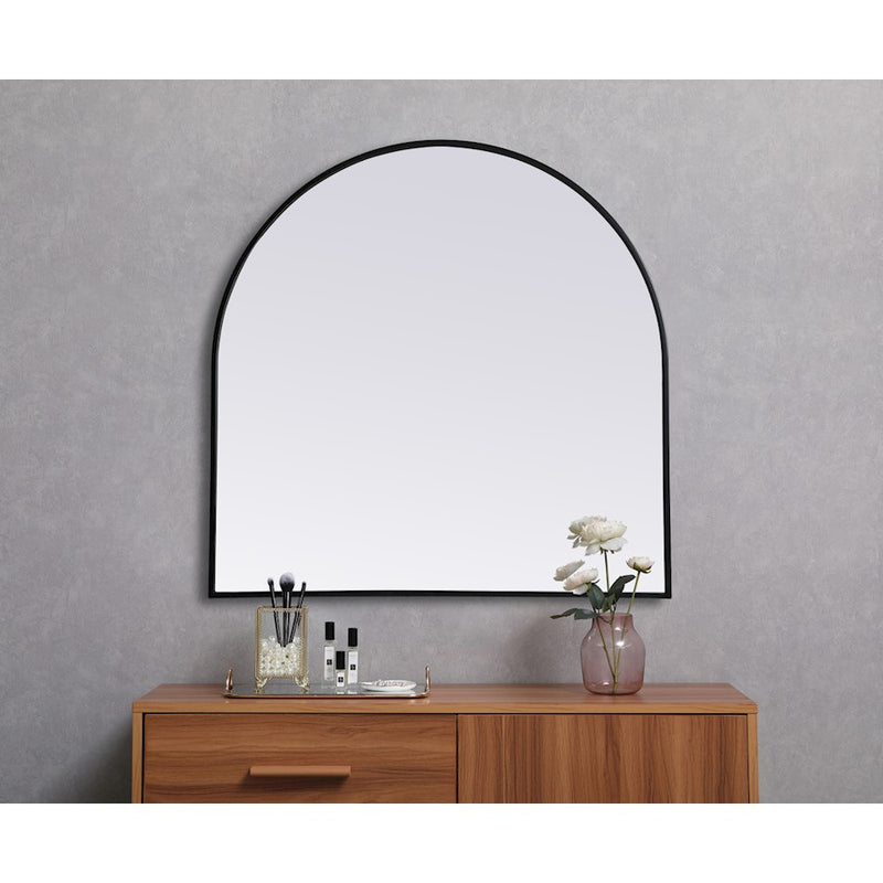 Elegant Decor Ayra Metal Frame Arch Mirror 36X36", Black